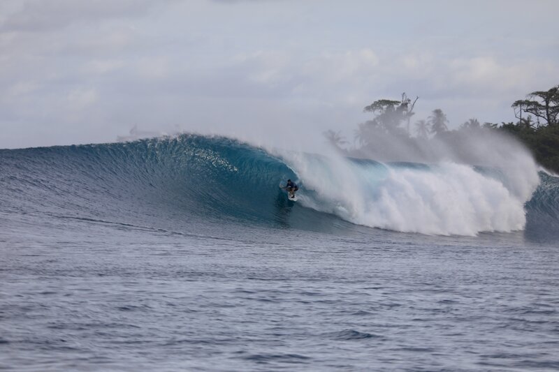 Barrel wave breaking in the Mentawai Islands